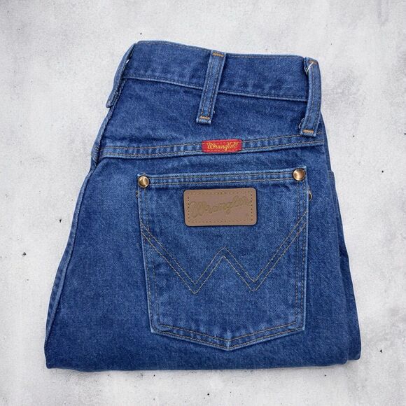 Vintage Wrangler Jeans 33x33 USA Made Straight Leg High Rise Blue Denim - Picture 1 of 7